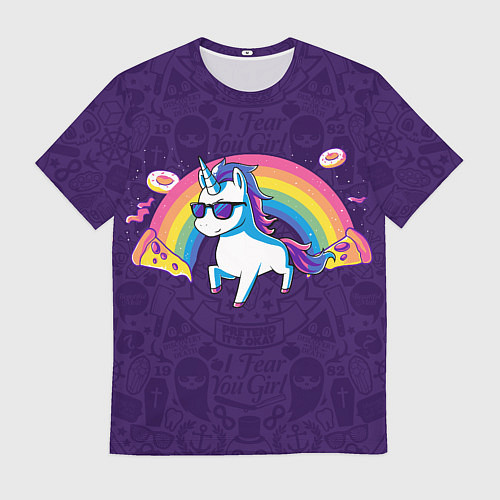 Мужская футболка Радужный единорог / 3D-принт – фото 1