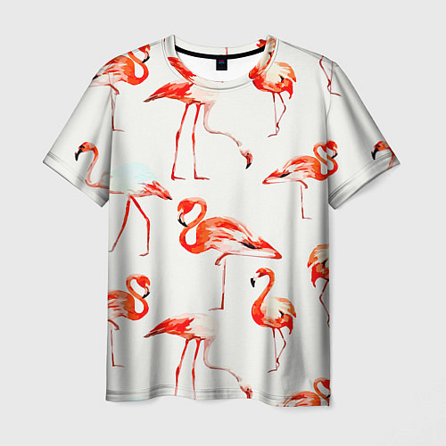 Мужская футболка Оранжевые фламинго / 3D-принт – фото 1