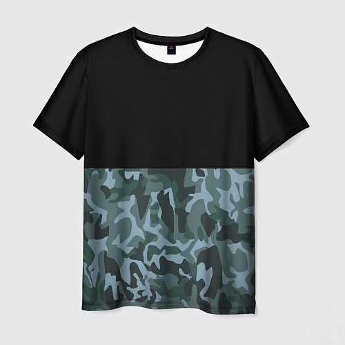 Мужская футболка Камуфляж: черный/синий / 3D-принт – фото 1