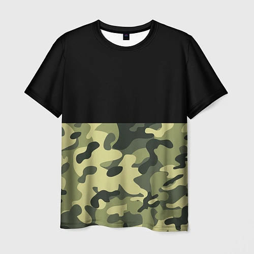 Мужская футболка Камуфляж: черный/хаки / 3D-принт – фото 1
