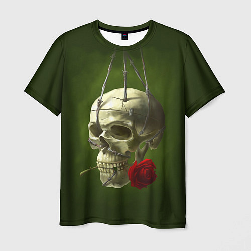 Мужская футболка Череп и роза / 3D-принт – фото 1