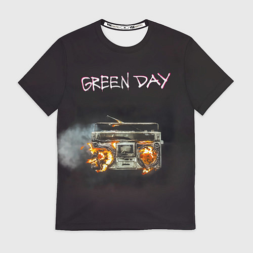 Мужская футболка Green Day магнитофон в огне / 3D-принт – фото 1