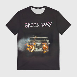 Мужская футболка Green Day магнитофон в огне