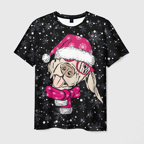Мужская футболка Собака Санта / 3D-принт – фото 1