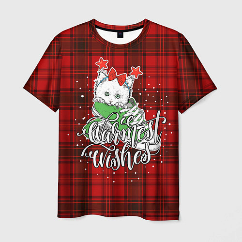 Мужская футболка Новогодняя кошка / 3D-принт – фото 1