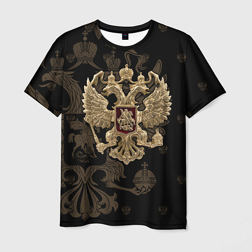 Мужская футболка Золотой Герб России / 3D-принт – фото 1