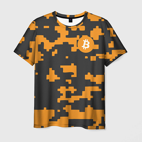 Мужская футболка Bitcoin: Orange Camo / 3D-принт – фото 1