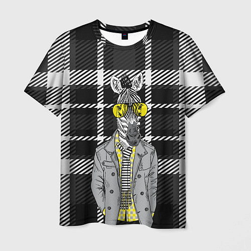 Мужская футболка Зебра-хипстер / 3D-принт – фото 1