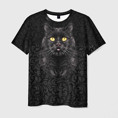 Мужская футболка Чёрный котик / 3D-принт – фото 1