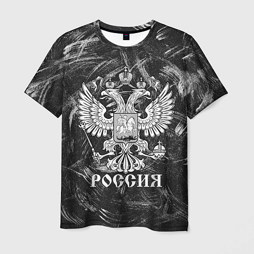 Мужская футболка Россия: Серый мотив / 3D-принт – фото 1