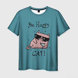Футболка мужская Be Happy Cat, цвет: 3D-принт