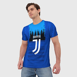 Футболка мужская FC Juventus: Blue Abstract, цвет: 3D-принт — фото 2