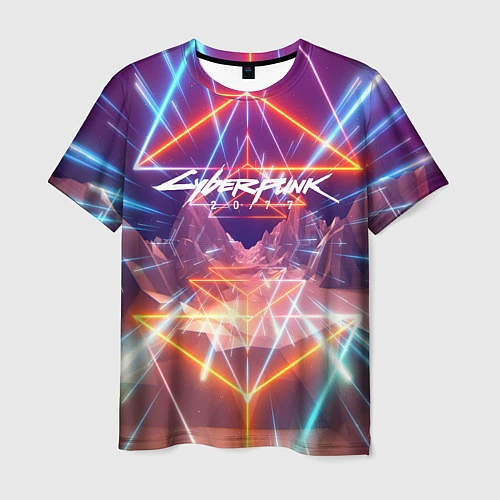 Мужская футболка Cyberpunk 2077: Neon Lines / 3D-принт – фото 1