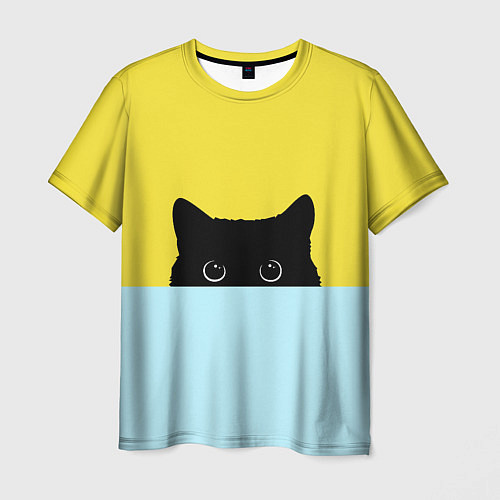 Мужская футболка Черный котик / 3D-принт – фото 1