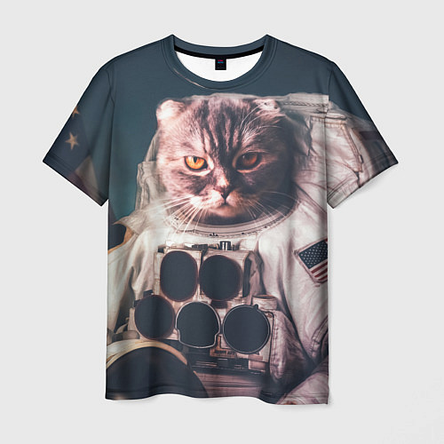 Мужская футболка Кот-астронавт / 3D-принт – фото 1