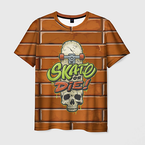 Мужская футболка Skate or Die: Skull Style / 3D-принт – фото 1