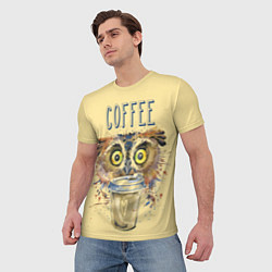 Футболка мужская Owls like coffee, цвет: 3D-принт — фото 2
