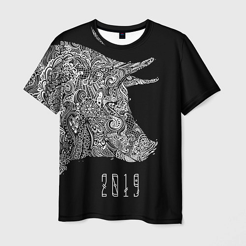 Мужская футболка Черная свинья 2019 / 3D-принт – фото 1