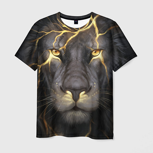 Мужская футболка Лев с молнией / 3D-принт – фото 1