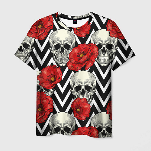 Мужская футболка Черепа и розы / 3D-принт – фото 1