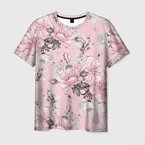 Мужская футболка Розовые розы / 3D-принт – фото 1