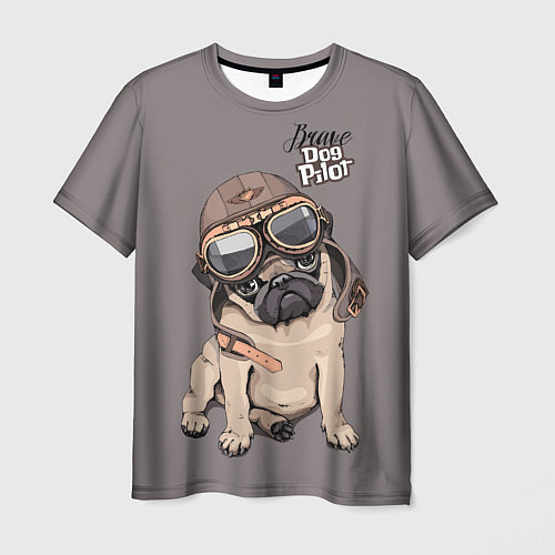 Мужская футболка Brave dog pilot / 3D-принт – фото 1