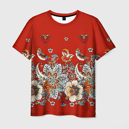 Мужская футболка Орнамент с птицами / 3D-принт – фото 1