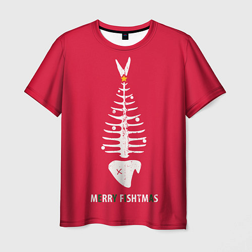 Мужская футболка Merry Fishtmas / 3D-принт – фото 1