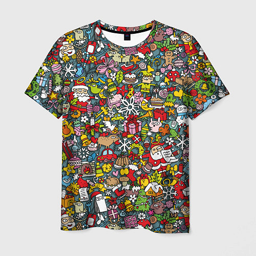 Мужская футболка Рождественский коллаж / 3D-принт – фото 1