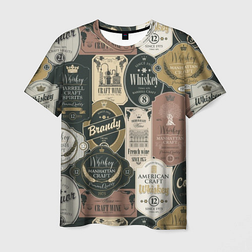 Мужская футболка Этикетки мира Виски / 3D-принт – фото 1