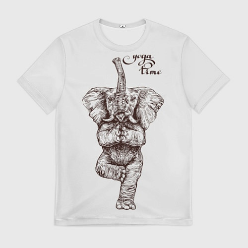 Мужская футболка Yoga time - elephant / 3D-принт – фото 1