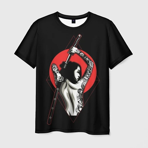 Мужская футболка Девушка с мечом / 3D-принт – фото 1
