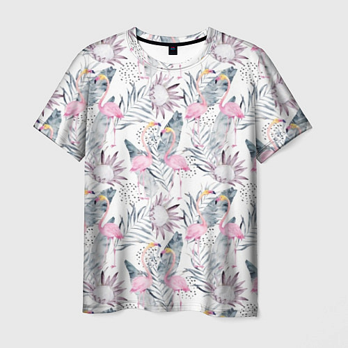 Мужская футболка Тропические фламинго / 3D-принт – фото 1