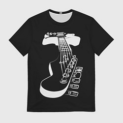 Мужская футболка Гитара черно - белая