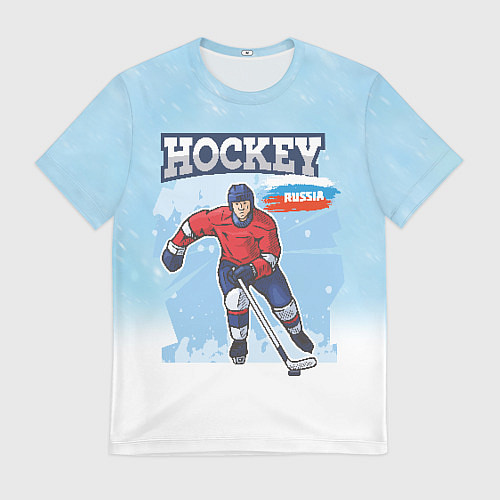 Мужская футболка Хоккей Russia / 3D-принт – фото 1