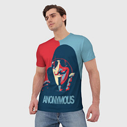 Футболка мужская Anonymous поп арт мем, цвет: 3D-принт — фото 2