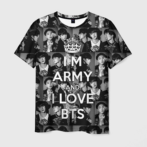 Мужская футболка I am army and I lover BTS / 3D-принт – фото 1