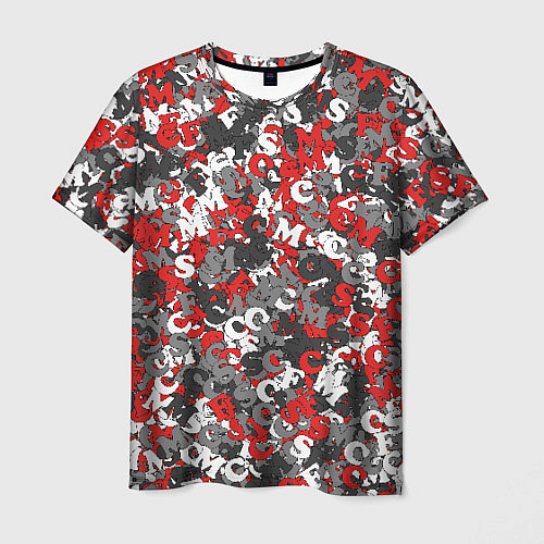 Мужская футболка Камуфляж с буквами F C S M / 3D-принт – фото 1