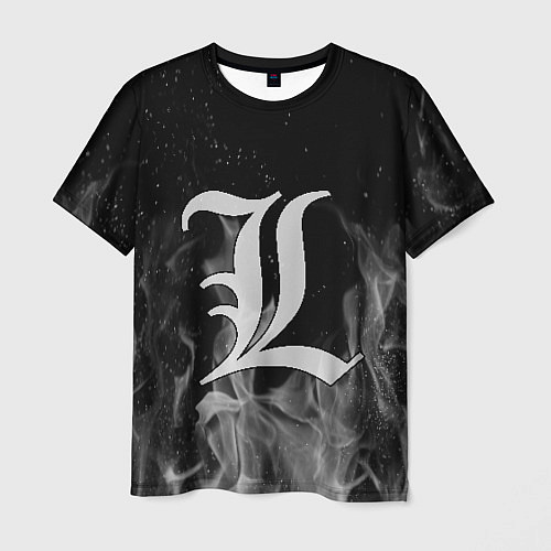 Мужская футболка L letter flame gray / 3D-принт – фото 1