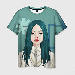 Футболка мужская Billie Eilish: Turquoise Hair, цвет: 3D-принт