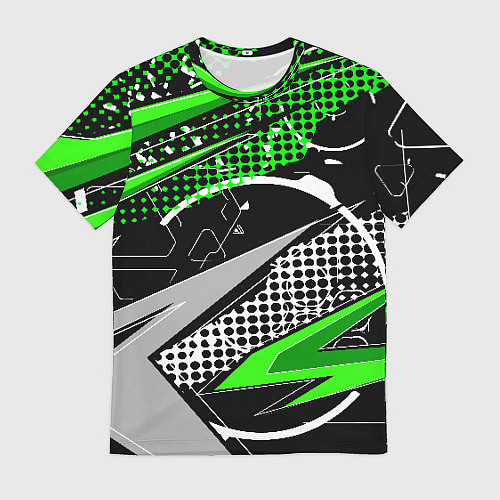 Мужская футболка Black and green corners / 3D-принт – фото 1