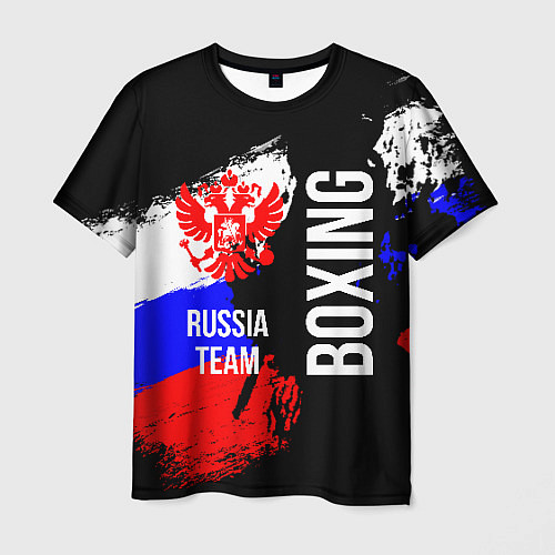 Мужская футболка Boxing Russia Team и герб РФ / 3D-принт – фото 1