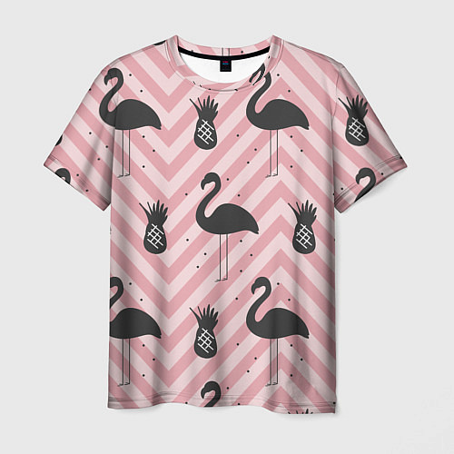 Мужская футболка Черный фламинго арт / 3D-принт – фото 1