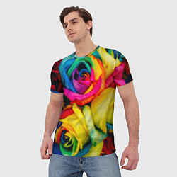 Футболка мужская Разноцветные розы, цвет: 3D-принт — фото 2