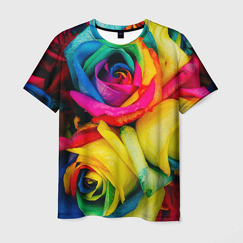 Мужская футболка Разноцветные розы / 3D-принт – фото 1