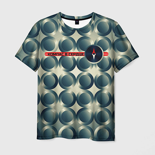 Мужская футболка Компас в сердце / 3D-принт – фото 1