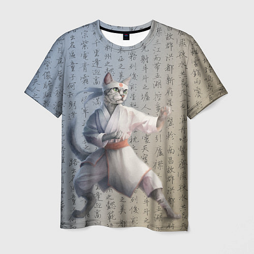 Мужская футболка Karate cat / 3D-принт – фото 1