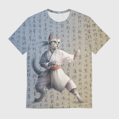 Мужская футболка Karate cat / 3D-принт – фото 1