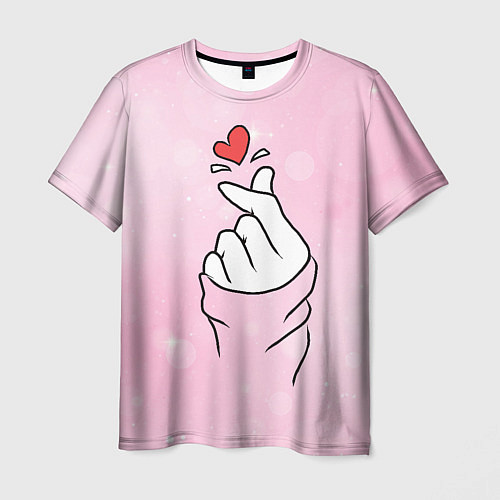 Мужская футболка Сердечко пальцами / 3D-принт – фото 1