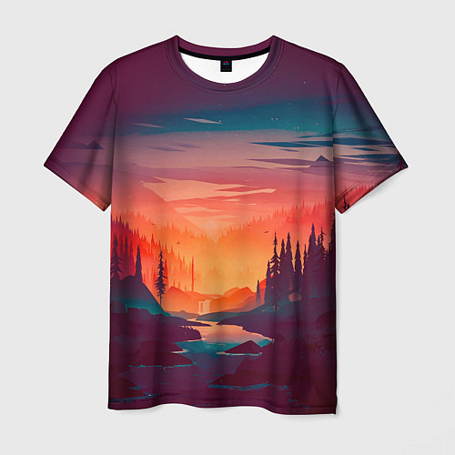 Мужская футболка Minimal forest sunset / 3D-принт – фото 1